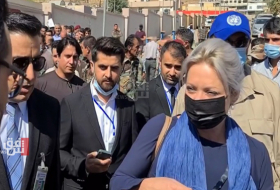 UN Secretary-General for Iraq Janine Hennis-pLaschert arrived at the camp in Sheikhan for Yazidi refugees to monitor the elections