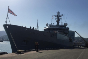 British ship HMS ECHO docks in Batumi