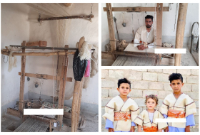 With an ancient loom, Hadman Assaf preserves the costume of the Yazidi heritage