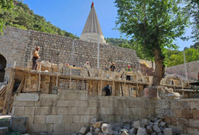 A water reservoir is under construction for the Lalish temple