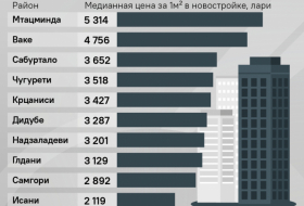 Apartment prices in Tbilisi by neighborhood - official data