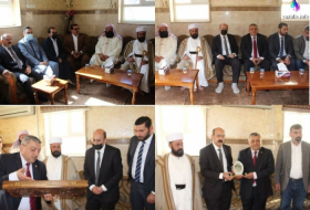 Mir Hazim Tahsin Beg receives the Armenian Ambassador in Baghdad and his accompanying delegation at the Lalesh Temple