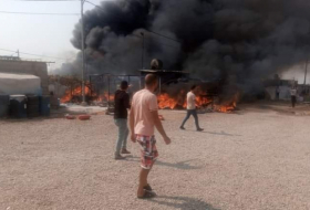 В лагере Аль-Шейхан сгорели 4 палатки езидских беженцев